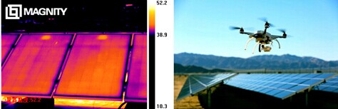 图3巨哥电子XM3热像仪在空中对太阳能电池进行大面积检测 